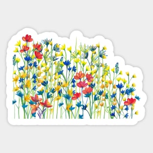 Wildflower meadow watercolor painting Sticker